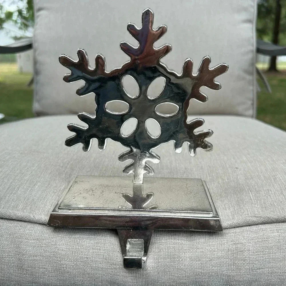 Christmas Snowflake stocking holder silver‎ with hook